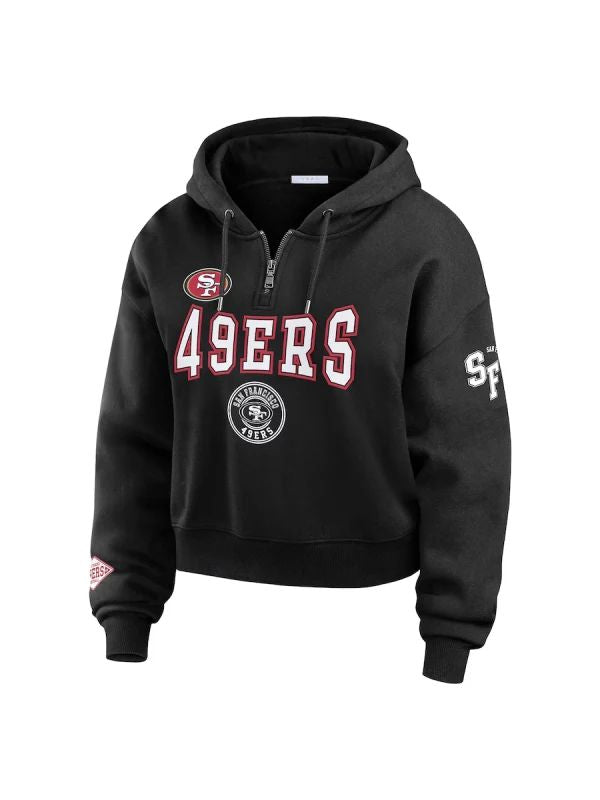 Erin Andrews San Francisco 49ers Black Quarter Zip Hoodie Street Outerwears