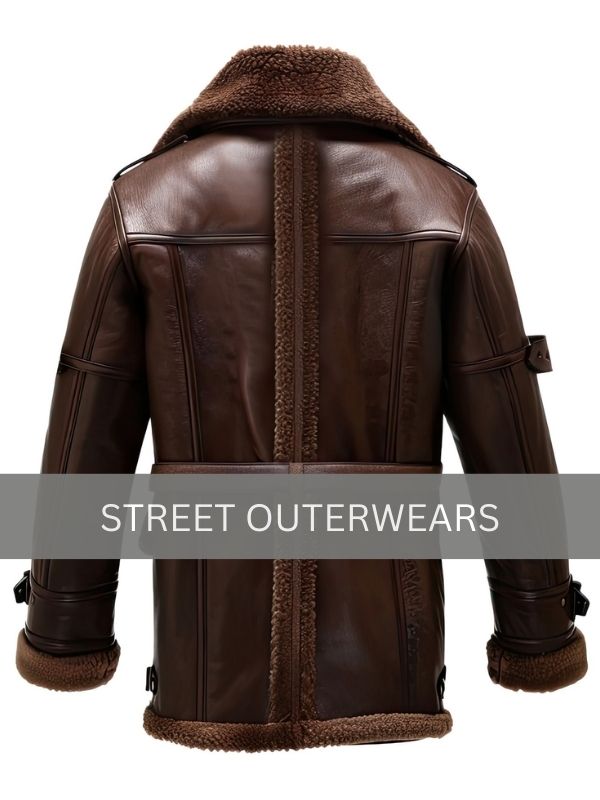 Mens Brown Sherpa Flight Leather Jacket Xs