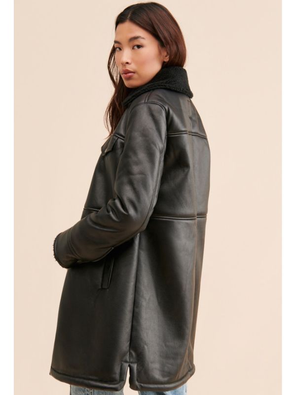 Sherpa leather jacket womens hotsell